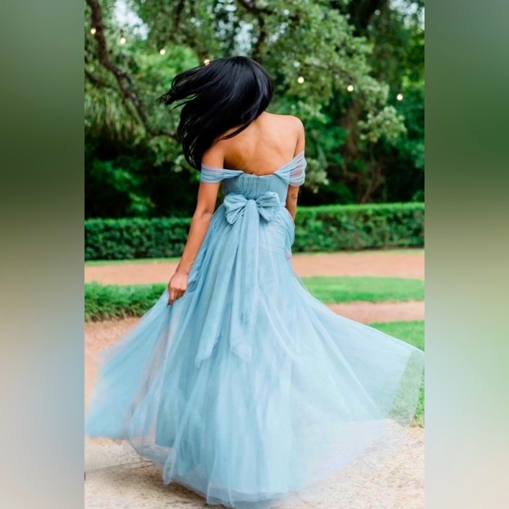 Revelry Rosalie Tulle Convertible Bridesmaid Dress Gray SZ 8 - Picture 4 of 13